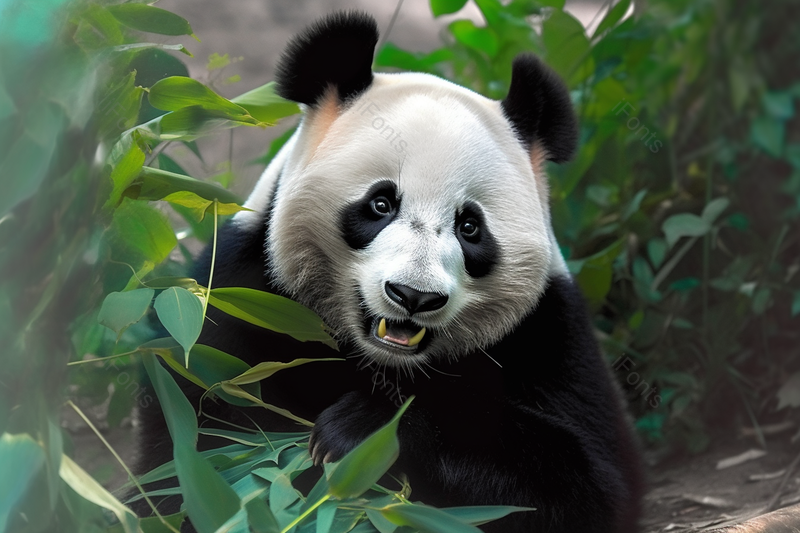壮硕的大熊猫刚吃完新鲜的竹子,高清,摄影图,摄影图片,图片大全,摄影图免费下载